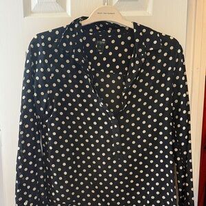 J. Crew Black and White Polka Dot Blouse